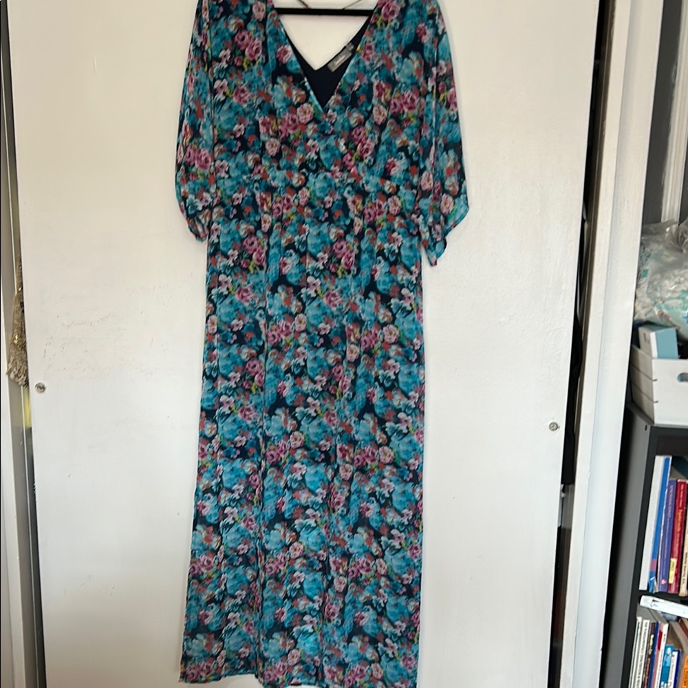 Blue and Black Dolman Sleeve Maxi dress size large